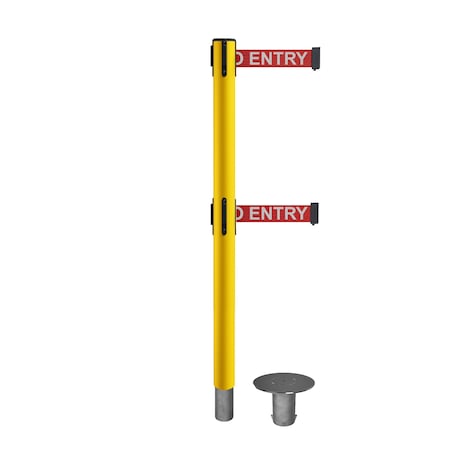 Stanchion Dual Belt Barr. Removable Base Yellow Post 11ft.NoEn..Belt